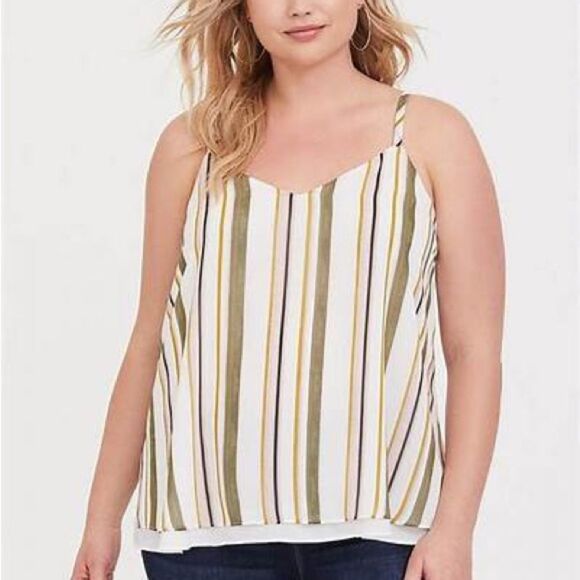 Torrid Sophie Chiffon Double‎ Layer Swing Cami Size 3 3X 22/24 Stripes - Picture 1 of 12